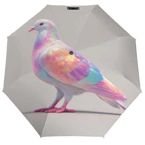 Parapluie pliant automatique pastel arc-en-ciel irisé compact anti-vent