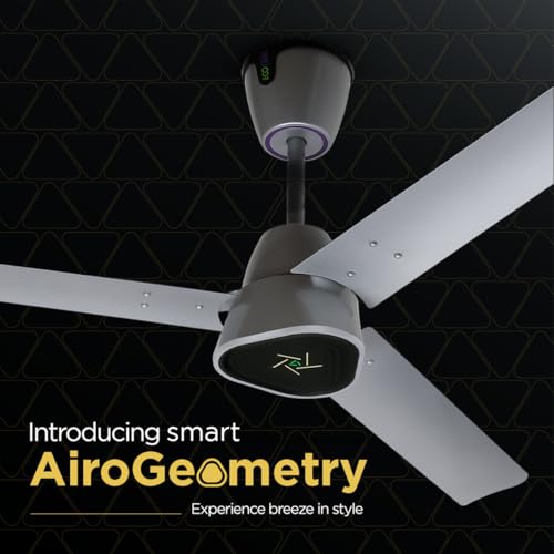 Image of EcoLink AiroGeometry Smart Ceiling Fan | Silver Mist Finish | Wi-Fi & App Control | High-Speed Energy Efficient Fan | Modern 3-Blade Design for Smart Homes & Offices | Pack of 1