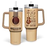 SANDJEST Guitarist Gifts for Men, 40oz Stainless Steel Insulated Coffee Tumbler with Lid & Straw, Travel Cup Gift for Musician Guitar Player, Christmas Birthday