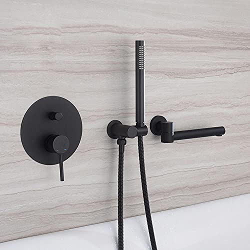 Robinet de baignoire cascade mural noir 90 mitigeur rotatif multifonction et douchette