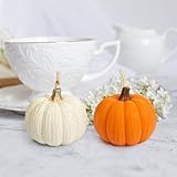 Mesiiloly 2 Pack Mini Pumpkin Shaped Scented Candles Cute Fall Decor, Holiday Gift Set, Soy Wax Candles for Home Decoration