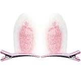 Easter Hair Clips, Pink Bunny Ear Barrettes For Women Girls, Cute Rabbit Hairpin For Birthday Costum
