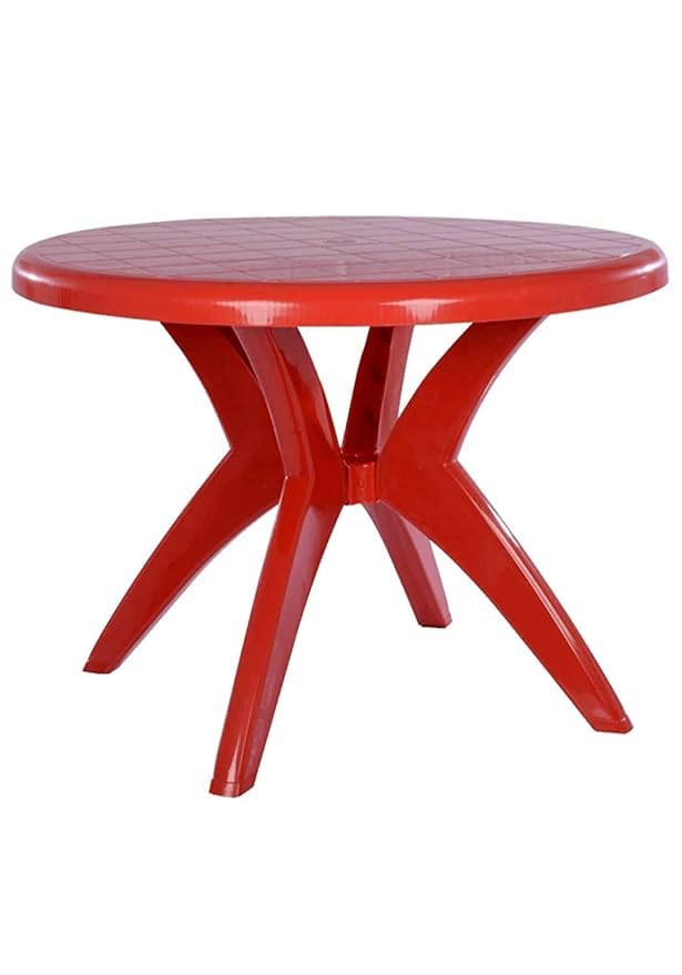 Supreme Marina 4 Seater Plastic Dining Table | Round Plastic Table for Home, Dining Room Set, Garden, Restaurant Indoor/Outdoor Use (Color:Red)-image-45
