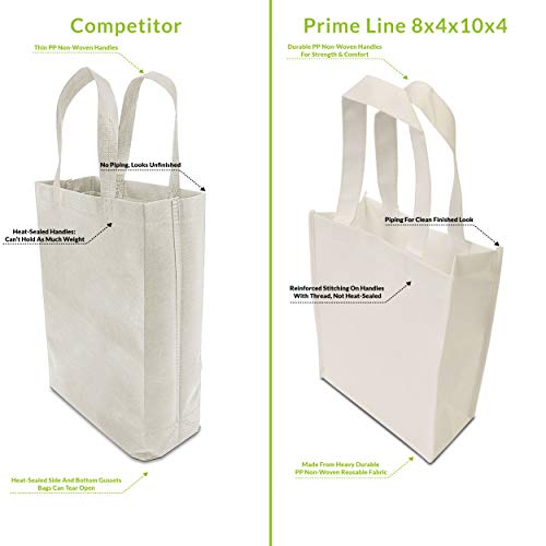 Wedding Gift Bags - 12 Pack Reusable Shopping Bags With Handles, Small White Fabric Cloth Bags For Shopping, Gifts, Groceries, Merchandise, Events, Parties, Take-Out, Retail Stores, Bulk - 8X4X10 #TOP2