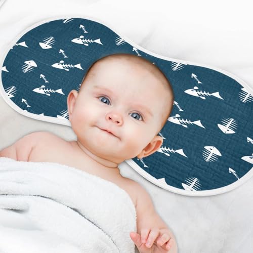 Fish Skeletons Muslin Baby Burp Cloths, 22x11 Inch Soft Absorbent Cotton Burping Rags Baby Washcloths for Newborn Boys Girls, 2 Pack4