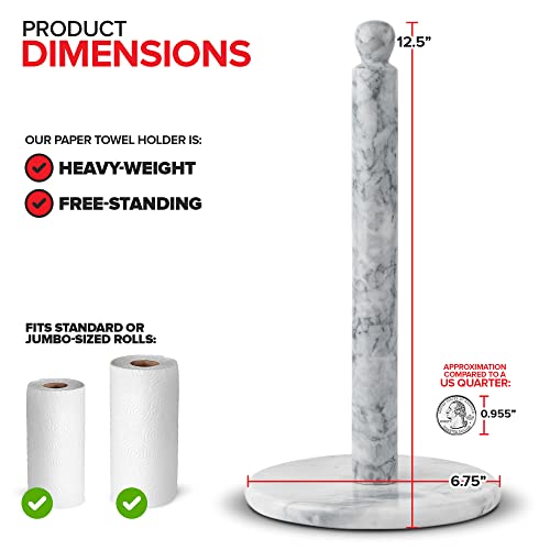 Soporte para toallas de papel de cocina independiente con base de mármol blanco macizo 3