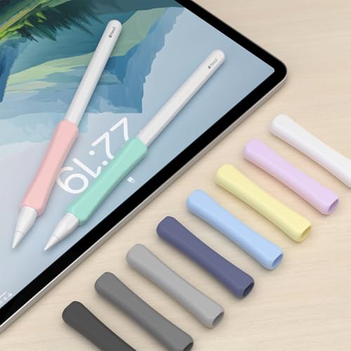Image of 4 Pack Silicone Grip Compatible with Apple Pencil 2nd Generation, Apple Pencil USB-C & Apple Pencil Pro Ergonomic iPencil Grip (Purple /Pink /Yellow /Green)