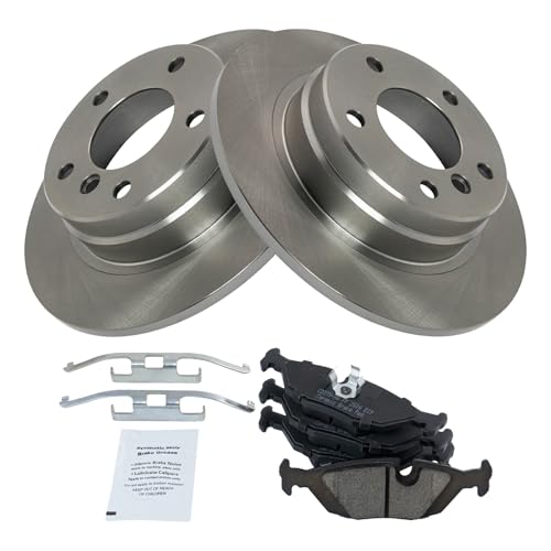 Image of TRQ Rear Brake Pad and Rotor Set Ceramic Compatible with 1992 BMW 318i