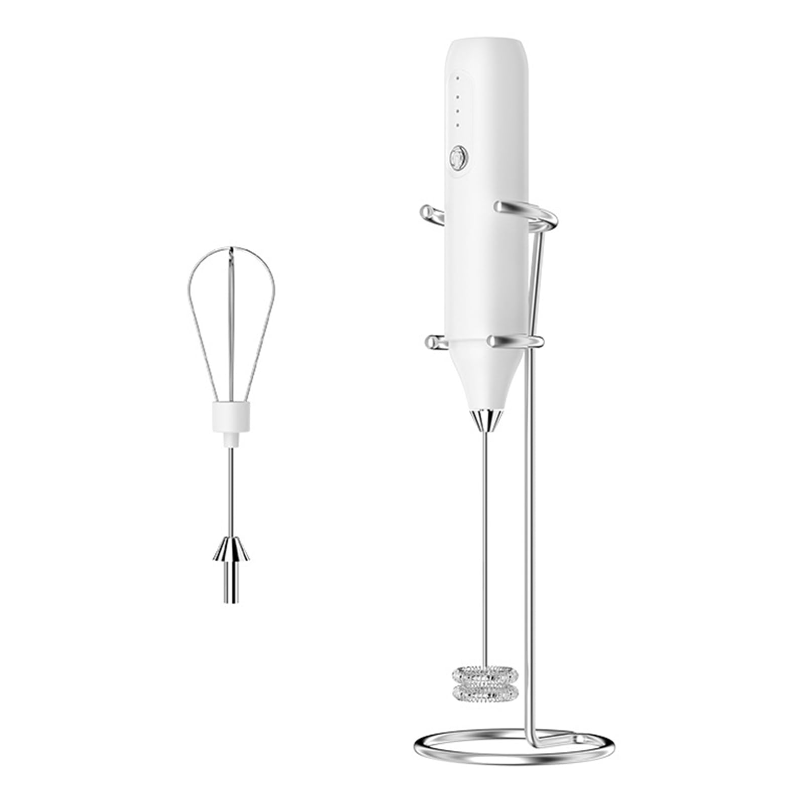 Tsophreniq Frothing Wand Rechargeable Milk Mixer with Double Whisk Attachment and Rest Stand for Latte and Cappuccino Handheld Foam Maker