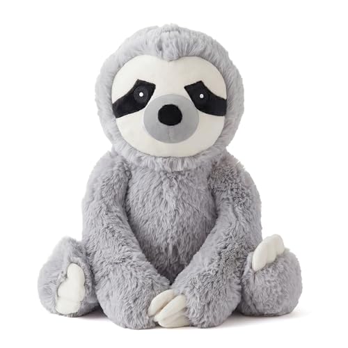 Image of The Magic Toy Shop Hanging Sloth Teddy 26cm / 10" - Soft Stuffed Animal & Cuddly Toy, Fluffy Grey Fur, Stick-On Hands - Fantastic Sloth Plush for Babies, Kids & Adults, Girls & Boys