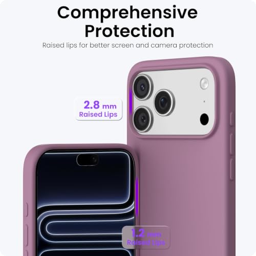 Image of ORNARTO Compatible with iPhone 17 Pro Max Case 6.9 inch, Slim Liquid Silicone 3 Layers Soft Gel Rubber Shockproof Protective Cover with Anti-Scratch Microfiber Lining-Lilac Purple