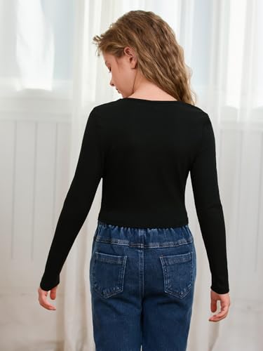 SOLY HUX Girl's Crop Tops Long Sleeve T Shirts Cute Clothes Sweetheart Neck Ribbed Knit Trendy Casual Fitted Tees2