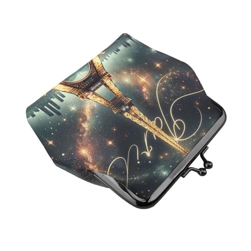 Pu Leather Buckle Coin Purse Eiffel-Tower-Paris Girls Kiss-Lock Change Purse Wallets3