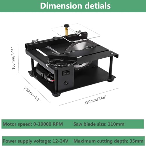 Mini scie circulaire à table électrique 200W coupe-bois avec guide d'angle réglable - 8