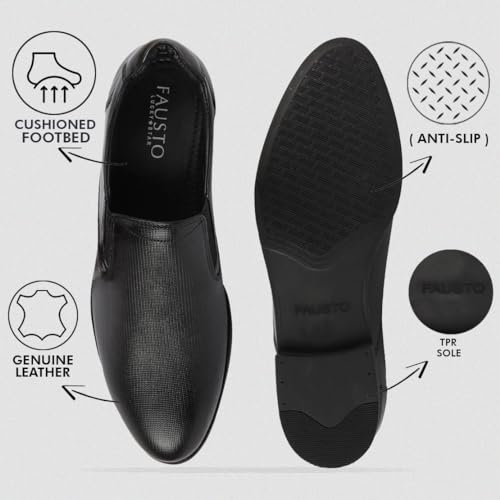 Image of FAUSTO Men Leather Formal Pull-On Shoes