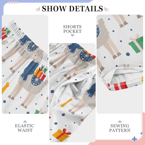 ZZXXB Llama Xmas Gift Boys Long Pants Soft Trousers Elastic Waist Kids Lounge Bottoms with Pockets S-XL4