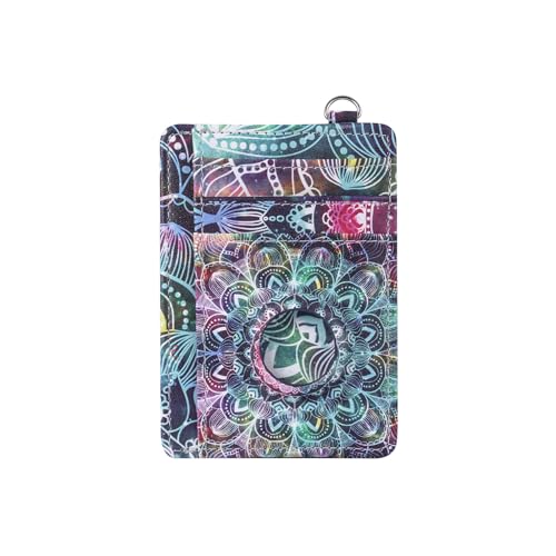 for AirTag Wallet Case for Women Girls, Cute Slim Minimalist Front Pocket Wallet Purse Compatible with AirTags, Credit Card Cash Holders with Built-in Case, Mandala