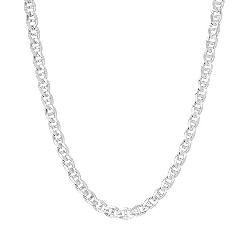 5mm .925 Sterling Silver Flat Mariner Link Anchor Chain Necklace (20")