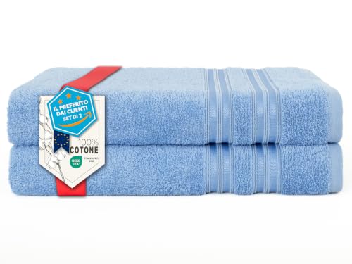Hammetex Teli da Bagno Set da 2 70x140 cm, Telo Doccia, 100% Cotone Spugna