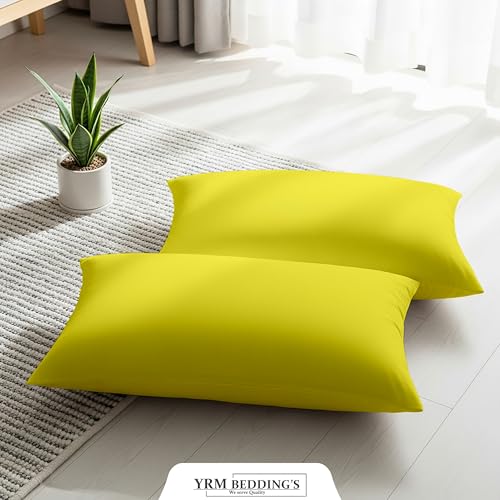 Image of YRM Bedding's - Egyptian Cotton 600TC Pillow Cover | Premium Pillowcases | Luxury Bedding-Export Collection | High Thread Count Durable & Breathable Covers - Vanilla Yellow | [17''x29''] Inches