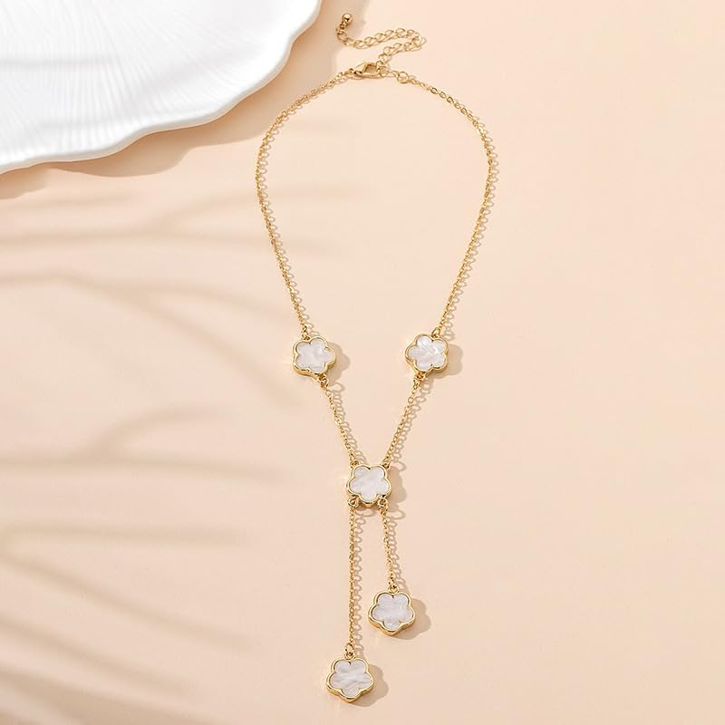 Srazeyo 5 Leaf Flower Jewelry Set Women 5 Leaf Earrings Bracelet Necklace 5 Leaf Clover Plum Blossom Necklace Earrings Three Pieces Ladies Lucky Jewelry Gifts - Image 9