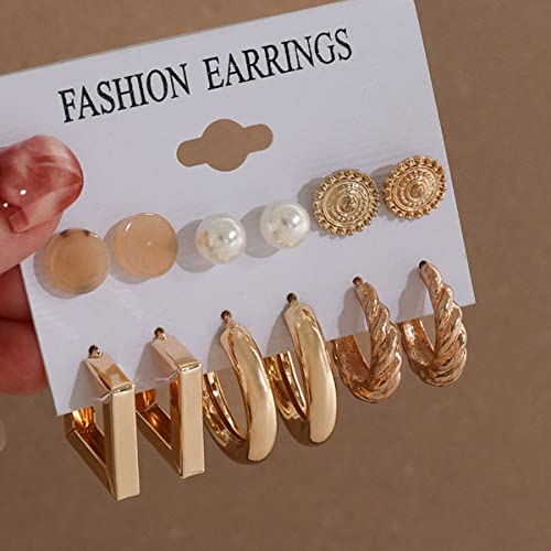 Modern Studs & Hoop Earrings Set of 9
