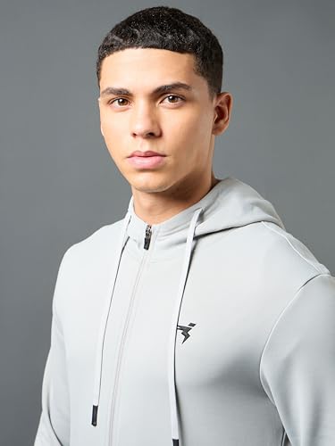Image of TECHNOSPORT Mens Fleece Slim Fit Solid Regular Fit Hooded Jacket with Techno Warm+, Fast Dry for Winter Use