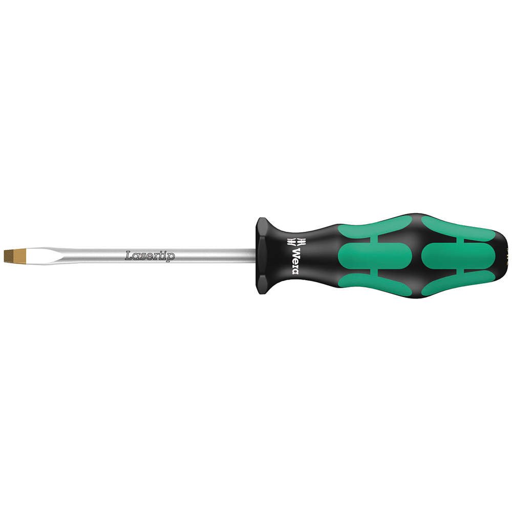Wera 334 6.5mm x 6in L Kraftform Plus slotted screwdriver, 6.5 mm x 6 in., Lasertip