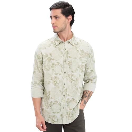 Image of Spykar Men Cotton Blend Full Sleeve Slim Fit Printed Shirts