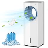 3 In 1 Evaporative Air Cooler, Swinging Quiet Bladeless Cooling Fan With Remote Control, 1-7H Timer,...
