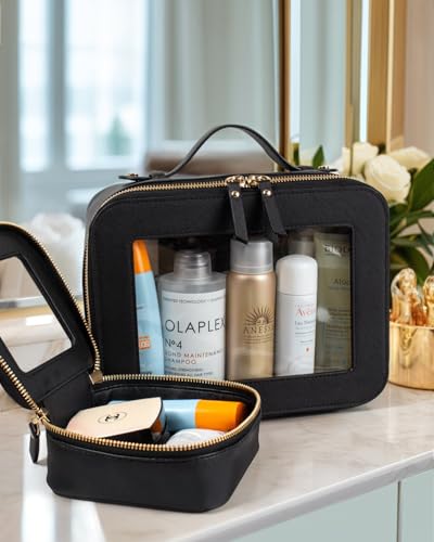 Image of LETGO 2Pack Clear Toiletry Bag for Women Travel Makeup Bag|Structured Mahjong Tile Bag with Zipper and Handle,Portable Zippered Travel & Board Game Storage Pouch for Mahjong Lovers