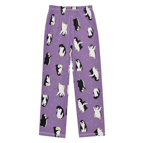 ZZXXB Penguin Fishing Boys Long Pants Soft Trousers Elastic Waist Kids Lounge Bottoms with Pockets S-XL