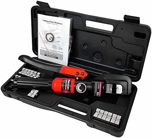 AMZCNC Hydraulic Wire Battery Cable Lug Terminal Crimper Crimping Tool 12 AWG to 00 (2/0) Electrical Terminal Wire Crimping Plier Kit,Marked with AWG