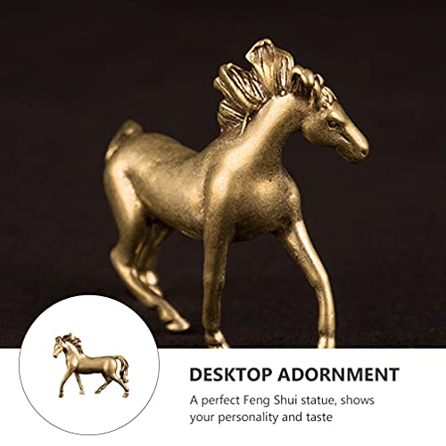 Set de 2 estatuas de caballo de bronce decorativas miniatura 2