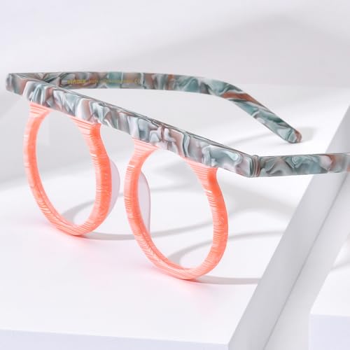 Image of HEPIDEM Multicolor Acetate Glasses Frame Women,Round Vintage Retro Optical Eyeglasses 9339