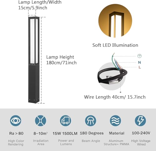 MVBT 71" Landscape Path Lights, IP65 Waterproof Bollard Lights Outdoor by MVBT - Used condition - Image 2