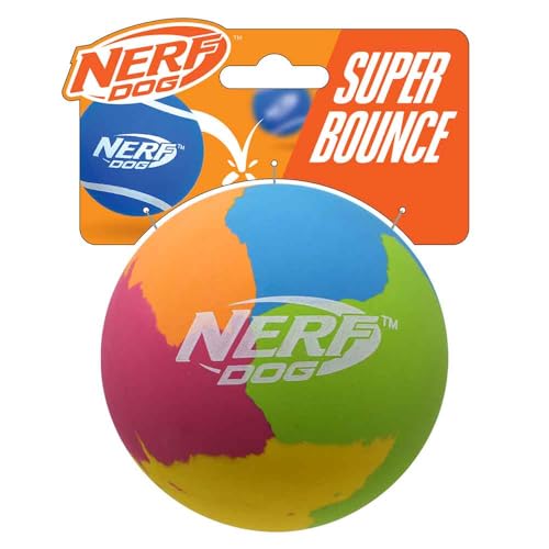 Nerf Palla di gomma super rimbalzante per cani, 9,6 cm, ad alta visibilità, durevole, giocattolo per cani, rosa/blu/verde/arancione/giallo