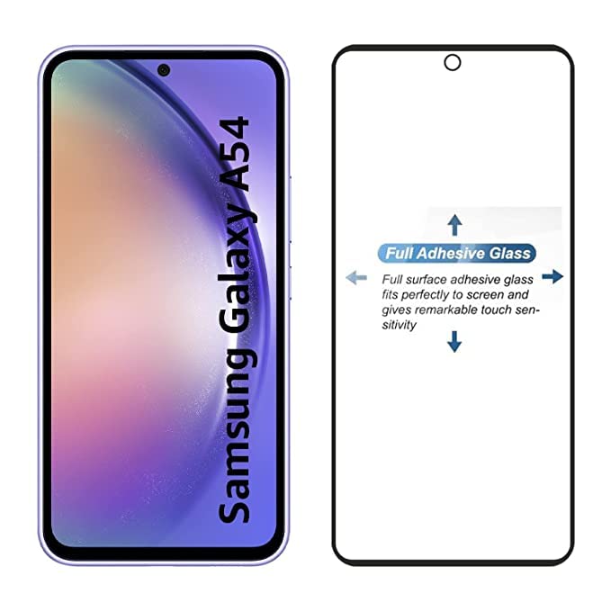 Image of ZARALA Tempered Glass Screen Protector Compatible for Samsung Galaxy A54 (Black) with Edge to Edge Coverage and Easy Installation kit