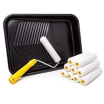 FoamPRO 6” Fine Finish Paint Roller Kit | 1 Plastic Paint Tray, 1 Roller Handle, 10 Foam Rollers | Foam Roller Kit w/Roller Pan | Home Painting Supplies & Paint Tools, Multicolor, 175 (175KIT)