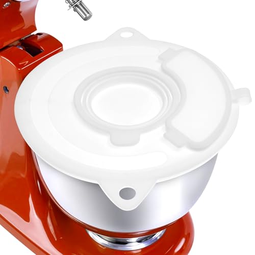 Zhjiutak Silicone Mixer Bowl Cover,Mixing Bowl Lid Dustproof and Splash-Proof, Compatible with KitchenAid 4.5-5 Quart Tilt Head Stand Mixer Splash Proof Lid with Collapsible Bowls Kitchen Attachment