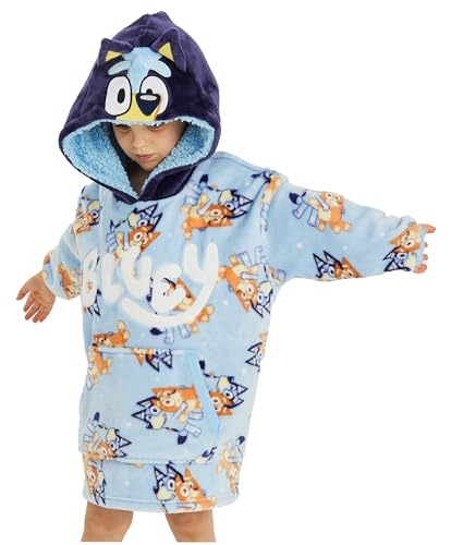 Bluey Boys Hoodie Oversized Fleece Hoody (Bluey - Blue, 4-6 Years)