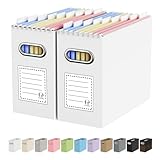 Oterri Cardboard File Organizer Box for Hanging File Folders Letter Size,File Box for Computer Desk,File Cabinet,Working Home,Office,Classroom（White,Letter Size - 2 Packs）