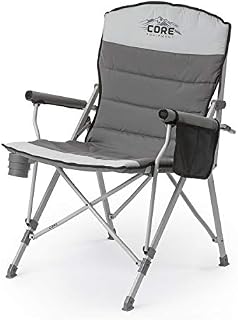 Core 40021 Equipment Folding Padded Hard Arm Chair with Carry Bag, Gray