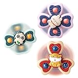 ALASOU 3PCS Suction Cup Spinner Toys for 1 2 Year Old Boy Girl Birthday Gift|Spinning Top Baby Bath Toy for Kids Ages 1-3|Sensory Airplane Travel Toy Easter Basket Stuffers for Toddlers Infant