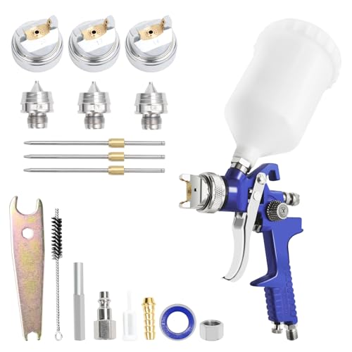 PNTGREEN HVLP Air Spray Gun with 1.4/1.7/2.0mm Nozzles and Paint Sprayer Accessories, 600ml Capacity...