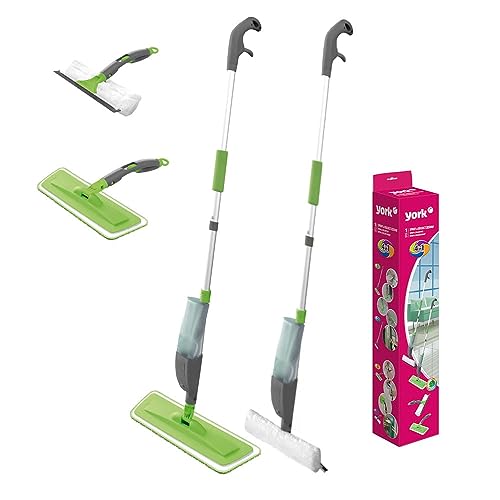 YORK Balai Spray avec Réservoir 500 ML Balai Plat avec Vaporisateur pour Nettoyage Sol Rapide Balai Lave-Sol avec Tête Pivotante 360 et Chiffon Microfibre...