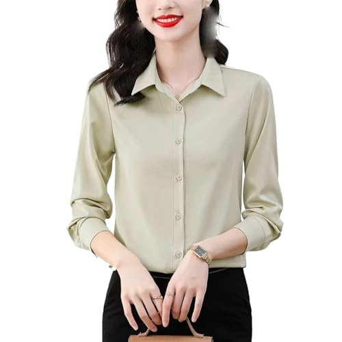Chemise en satin pour femme JYHBHMZG unie chic à manches longues