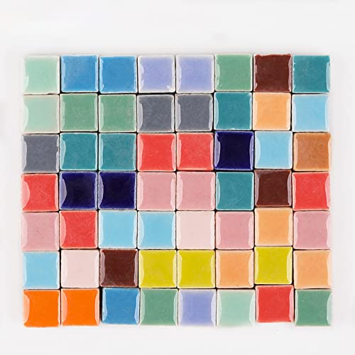 PINUO&KE 200 Pieces / 200 g Square Shapes 1x1 cm Square Ceramic Mosaic Mosaic Tiles for Crafts, Colorful Stained Glass Pieces for Mosaic Projects - Gold by PINUO&KE - Image 3