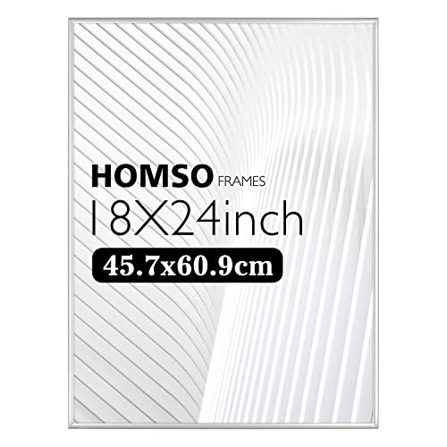 Homso 18X24 Aluminum Poster Picture Frame In Silver, With Thin Metal Edges And Polished Plexiglass For Wall Mount - Horizontal And Vertical Formats #TOP10
