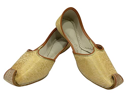 Men's Gold Khussa Shoes Punjabi Jutti Indian Ethnic Mojari Tribal Bridal Shoes2